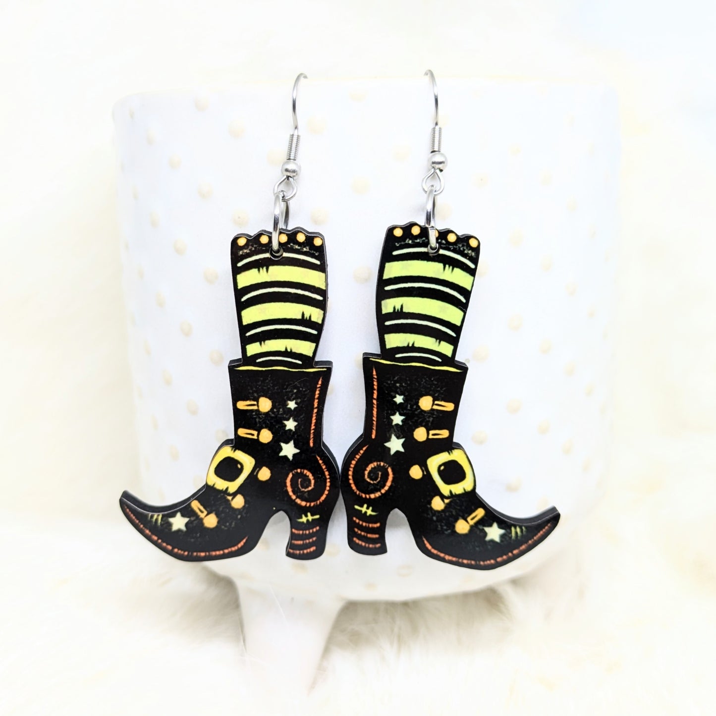 Halloween Witch Boots Earrings Double Sided