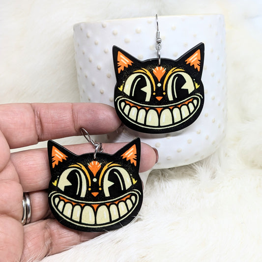 Halloween Cat Earrings Double Sided Vintage Halloween Earrings