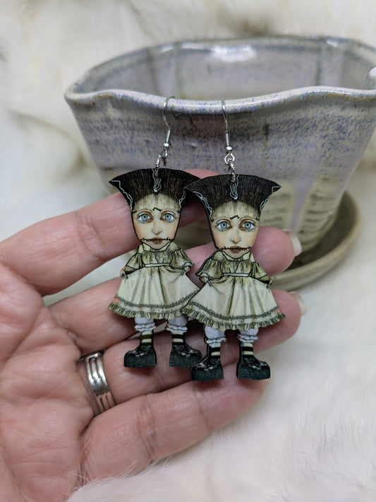 Frankenstein Lady Earrings Double Sided