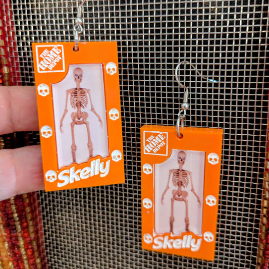 Home Depot Skeleton Halloween Earrings Acrylic Layered