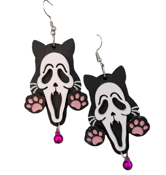 Scream Puppy Paws Halloween Earrings Acrylic Layered