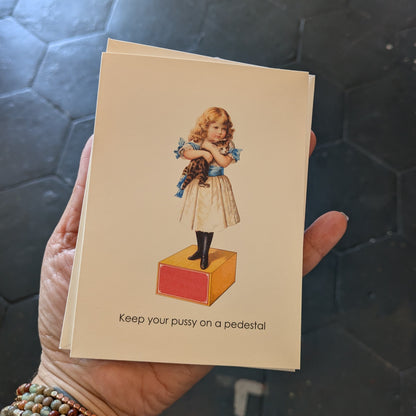 Greeting Card Pedestal Cat