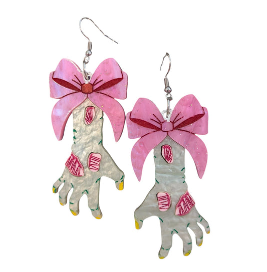 Zombie Hand Halloween Earrings Acrylic Layered