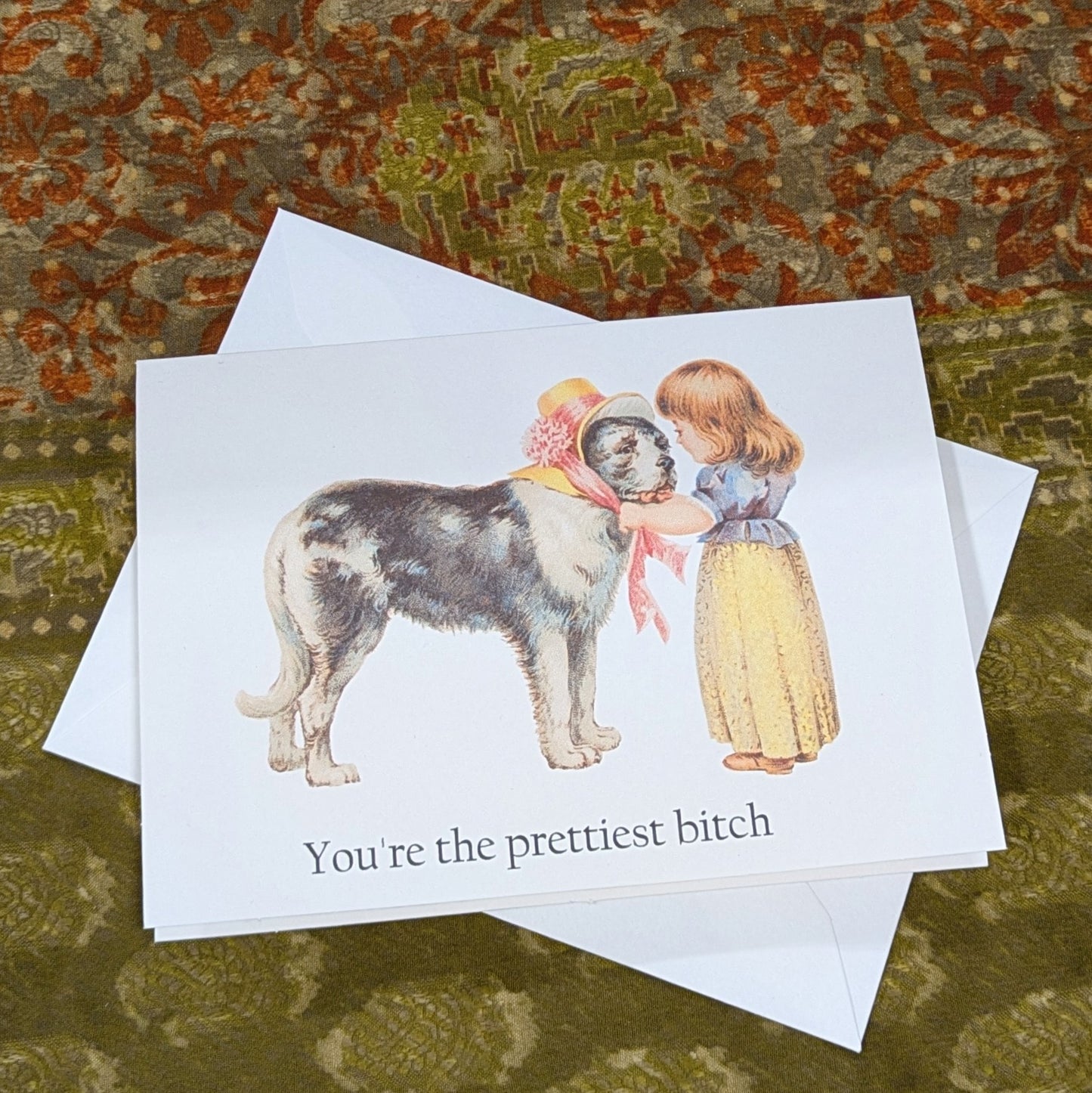 You're the Prettiest Bitch Greeting Card Pedestal Cat