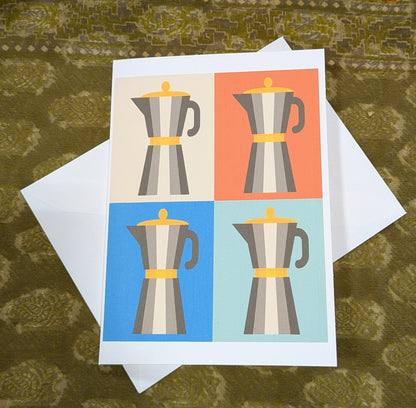 Coffee Pot Percolator Greeting Card Blank Card