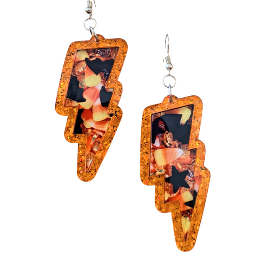 Lightning Candy Halloween Earrings Acrylic Layered