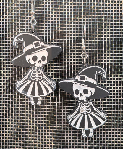 Witch Skeleton Halloween Earrings Acrylic