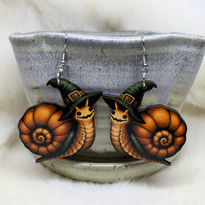 Snail Earrings Double Sided Halloween Snail Witch