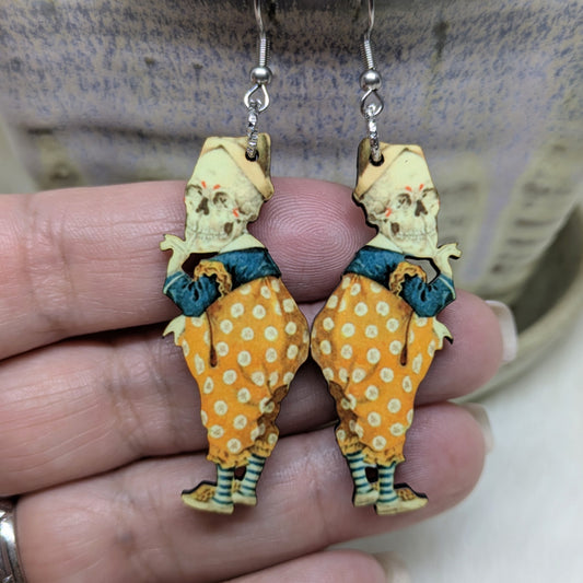 Creepy Skeleton Earrings Double Sided Anyikmnia