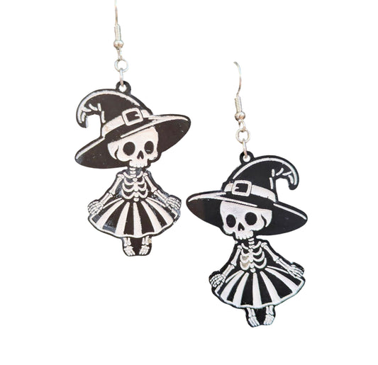 Witch Skeleton Halloween Earrings Acrylic