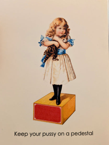 Greeting Card Pedestal Cat