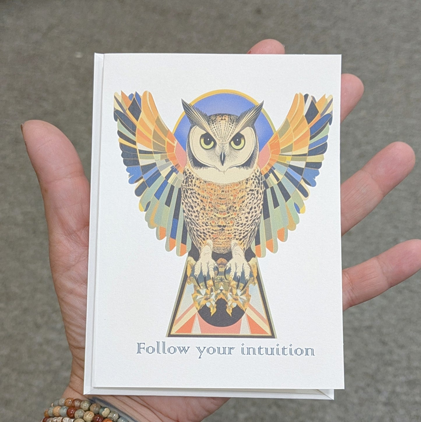 Follow Your Intuition Greeting Card Inspirational Card Owl