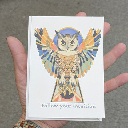 Follow Your Intuition Greeting Card Inspirational Card Owl