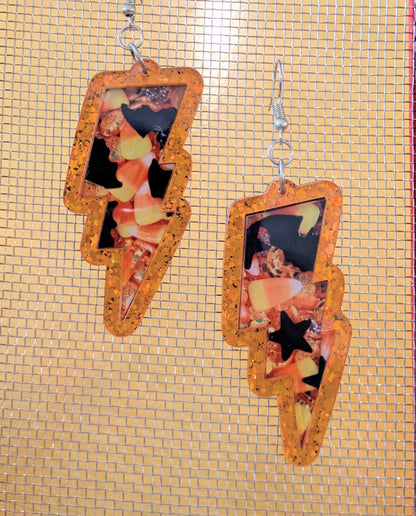 Lightning Candy Halloween Earrings Acrylic Layered