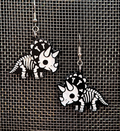 Dino Skeleton Halloween Earrings Acrylic