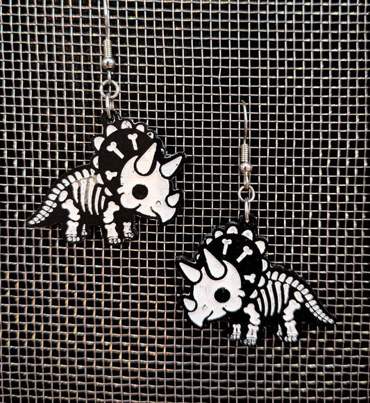 Dino Skeleton Halloween Earrings Acrylic
