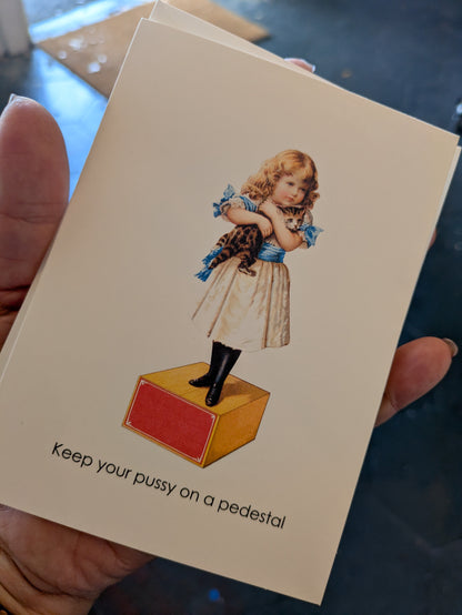 Greeting Card Pedestal Cat