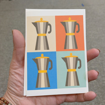 Coffee Pot Percolator Greeting Card Blank Card