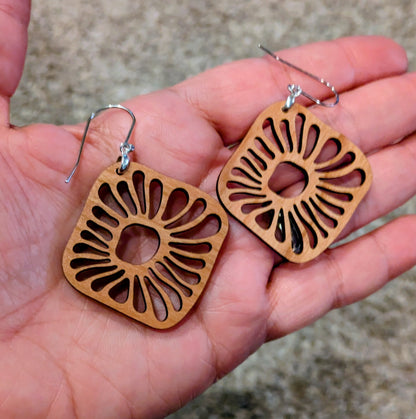 Laser Cut Cherry Wood Dangles Style 3