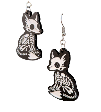 Fox Skeleton Halloween Earrings Acrylic
