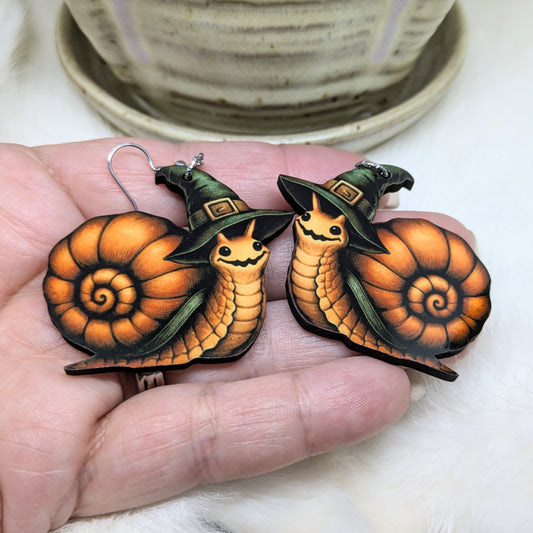 Snail Earrings Double Sided Halloween Snail Witch