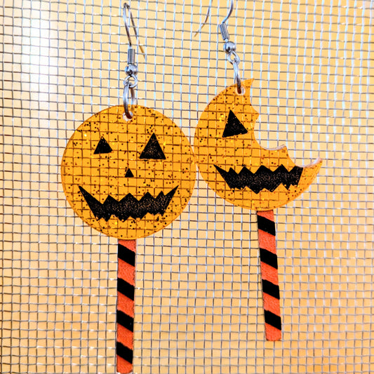 Pumpkin Lolly Halloween Earrings Acrylic Layered