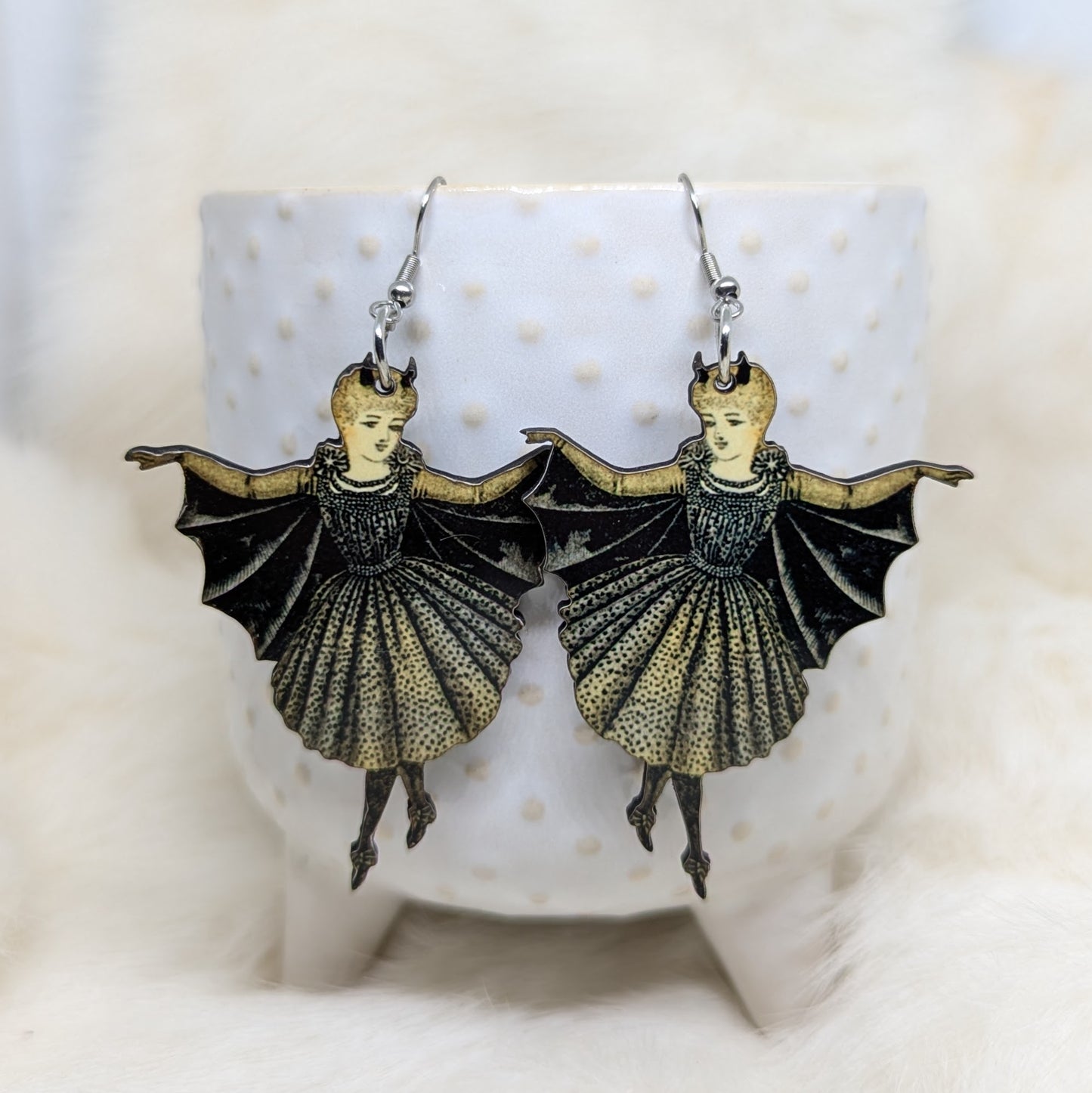 Creepy Batgirl Earrings Double Sided