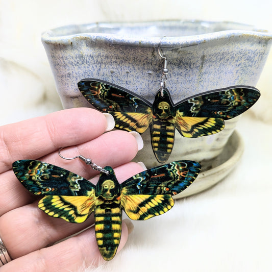 Death Moth Earrings Double Sided hawk moth