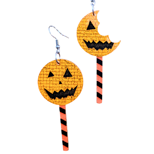 Pumpkin Lolly Halloween Earrings Acrylic Layered