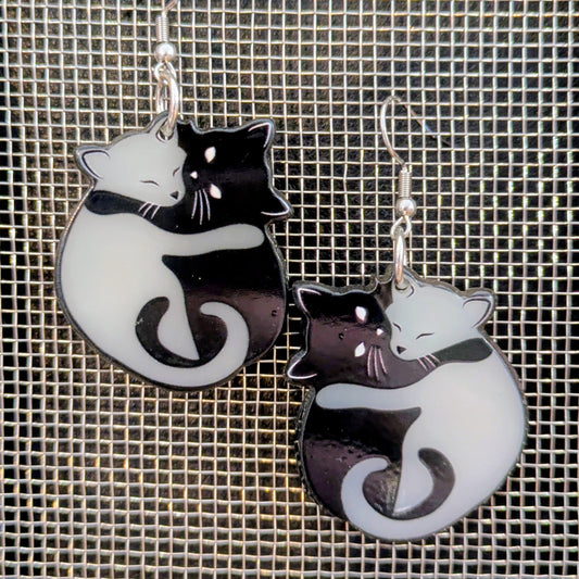Two Cats Halloween Earrings Glow in the Dark Acrylic Layered