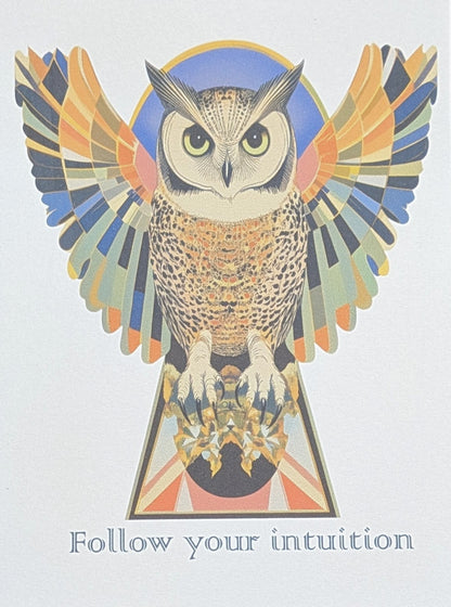 Follow Your Intuition Greeting Card Inspirational Card Owl