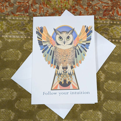Follow Your Intuition Greeting Card Inspirational Card Owl