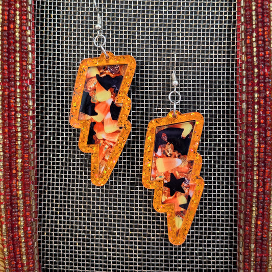 Lightning Candy Halloween Earrings Acrylic Layered