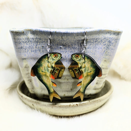 Accordion Fish Earrings Double Sided