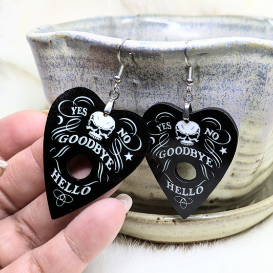 Planchette Earrings Double Sided Ouija Earrings