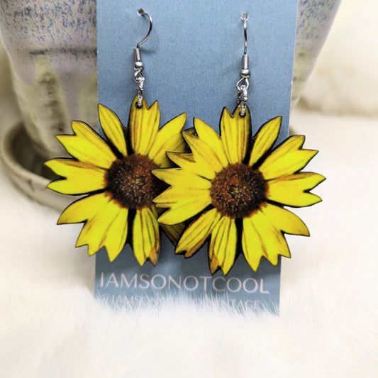 Sunflower Earrings Double Sided Floral