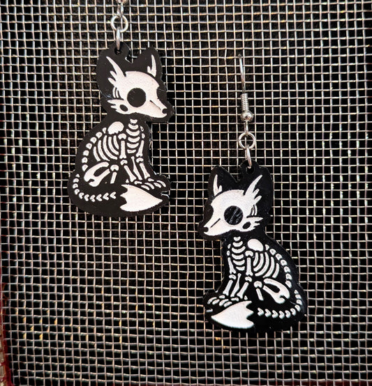 Fox Skeleton Halloween Earrings Acrylic