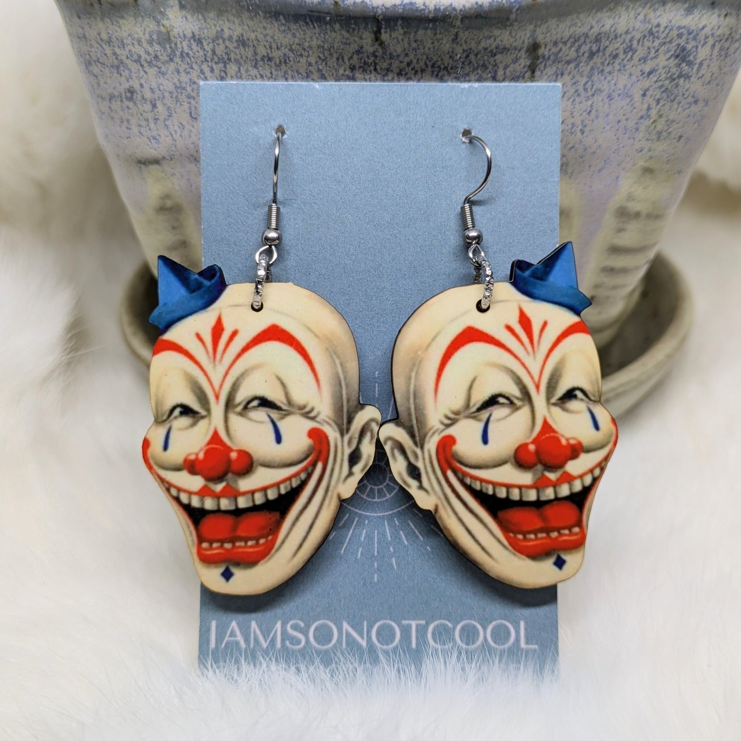 Circus Clown Earrings Double Sided Circus Earrings