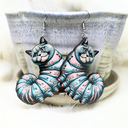 Cat-erpillar Earrings Double Sided Kooky Cat Earrings