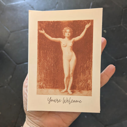 You're Welcome Greeting Card Naked Lady