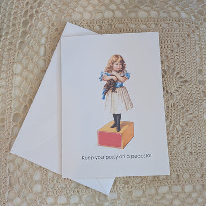 Greeting Card Pedestal Cat